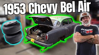 Upgrading The Airride On Our 1953 Chevy 210  New AirBags and Notch Cover Fabrication