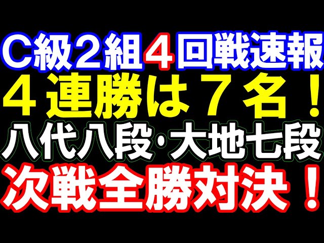 C級2組順位戦4回戦速報 八代八段・佐々木大地七段ら全勝は4名!次戦で全勝対決・全勝対1敗対決が大量! 上村五段がフリークラス危機  藤井聡太七冠の同門・斎藤四段も苦戦続く