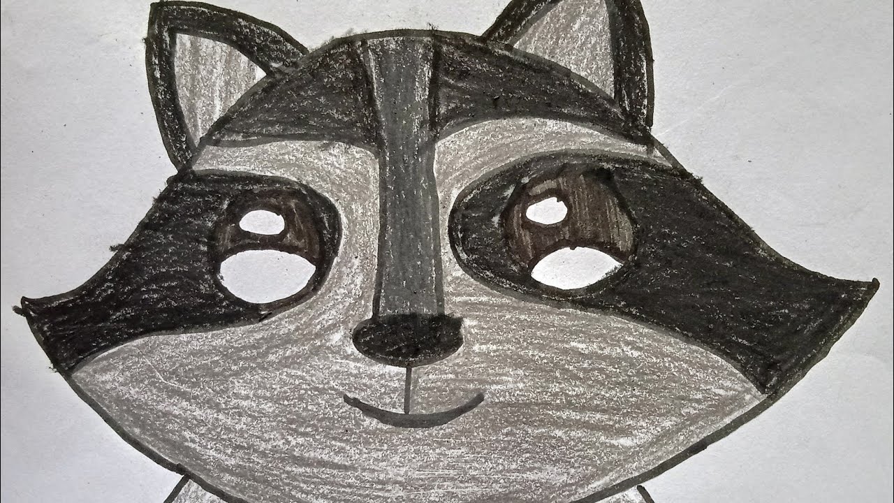 Draw Cute Racoon How to do draw cute Raccoon step by step for kids - YouTube