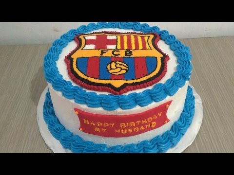 Buttercream Transfer FC Barcelona Cake Decorating