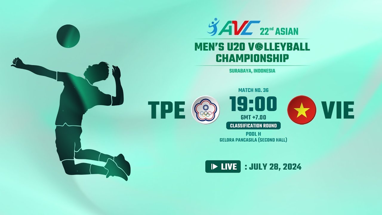 🔴 TAIWAN 🆚 VIETNAM LIVE | TPE VS VIE 22nd Asian Men's U20 Volleyball Championship 2024