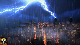 Loud Thunderstorm Sounds over Chicago | Rain with Thunder and Lightning Sound Effects for Sleeping