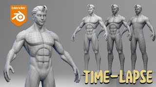 Blender sculpt time-lapse: Male Base mesh stylized male (retopology)