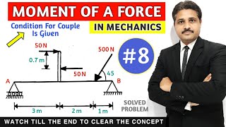 MOMENT OF A FORCE ABOUT A POINT IN ENGINEERING MECHANICS SOLVED PROBLEM 8