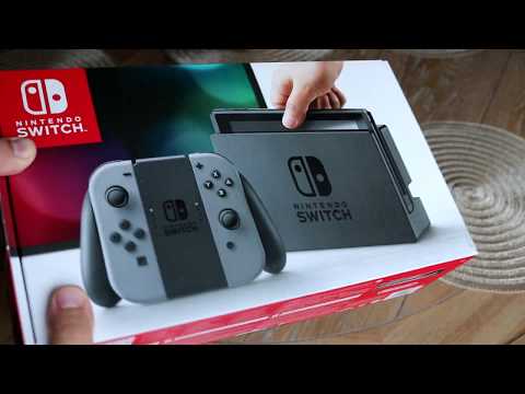 Nintendo Switch 32GB Console with Gray Joy Con from Newegg Unboxing