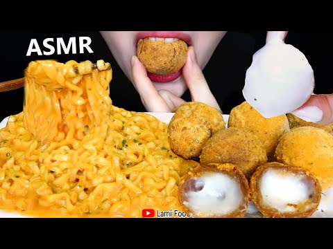 咀嚼音 | チーズボール&カルボプルダック ASMR | CHEESEBALL ASMR CARBO FIRE CHICKEN NOODLES  | 音フェチに 食べ物 | 字幕あり| プリンクル