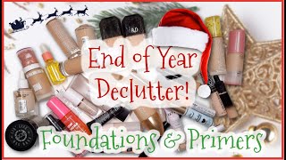 THE MOST BASIC DECLUTTER EVER! | END OF YEAR MAKEUP DECLUTTER 2023! | Foundations & Primers | #1