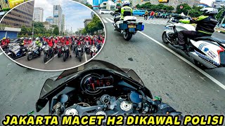 MORNING RIDE MOGE NINJA H2 ESCORTED BY POLICE‼️ZX10R, DUCATI, R6, R1M