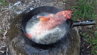 釣った魚を味噌汁と唐揚げにする