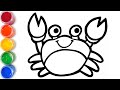 How to draw glitter Crab for kids | TOBiART