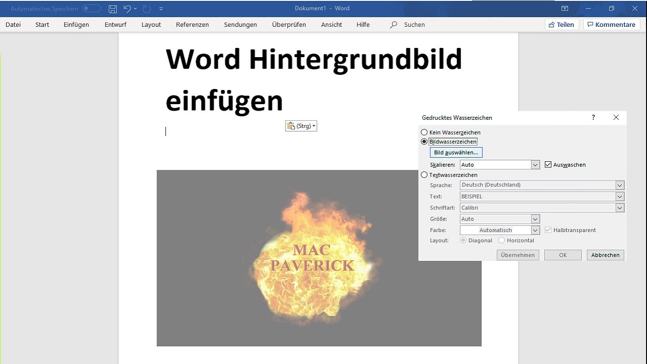 Word Hintergrundbild einf 252 gen Bild als Hintergrund im Word Dokument 