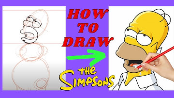 How to draw HOMER SIMPSON step by step, EASY. Drawing Tutorials. Drawing lesson for kids.