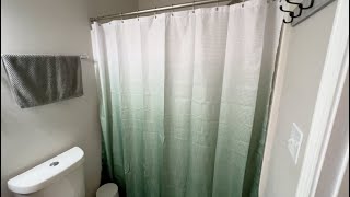 AmazerBath Sage Green Waffle Shower Curtain Demo