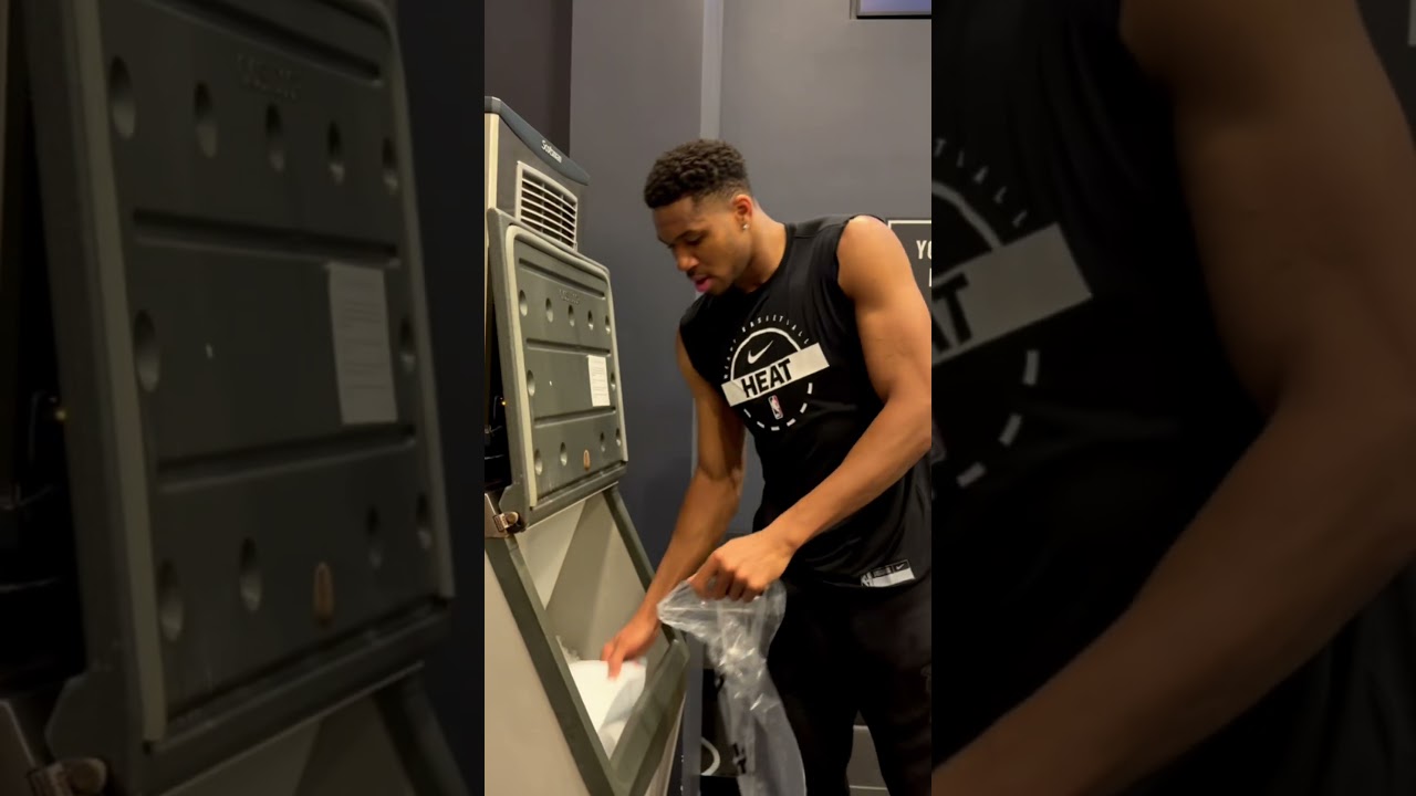 Giannis makes an ELITE ice bag 😭🧊 #miamiheat #giannisantetokounmpo #nba