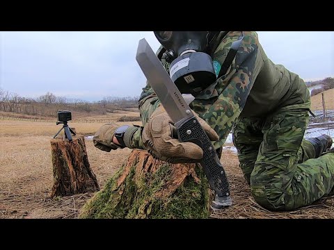 COLD STEEL VOYAGER XL TANTO - DESTRUCTION TEST - UNTIL IT BREAKS - KNIFE TIP TEST EXTREME- AUS10A