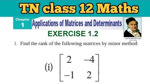 TN 12 Maths Exercise 1.2 Q.No.1 sub i Applications of Matrices and Determinants