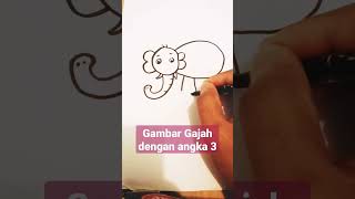 Cara Gambar Gajah dengan angka 3
