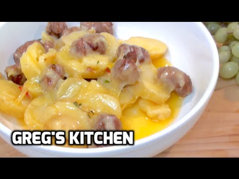 SAUSAGE POTATO CHEESE BUTTER CREAM BAKE - HowTo Recipe Greg's Kitchen
