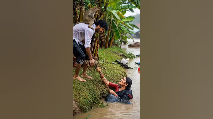 He saved her life #ai #rescue #foryou #follow #shorts  #india #flood #love