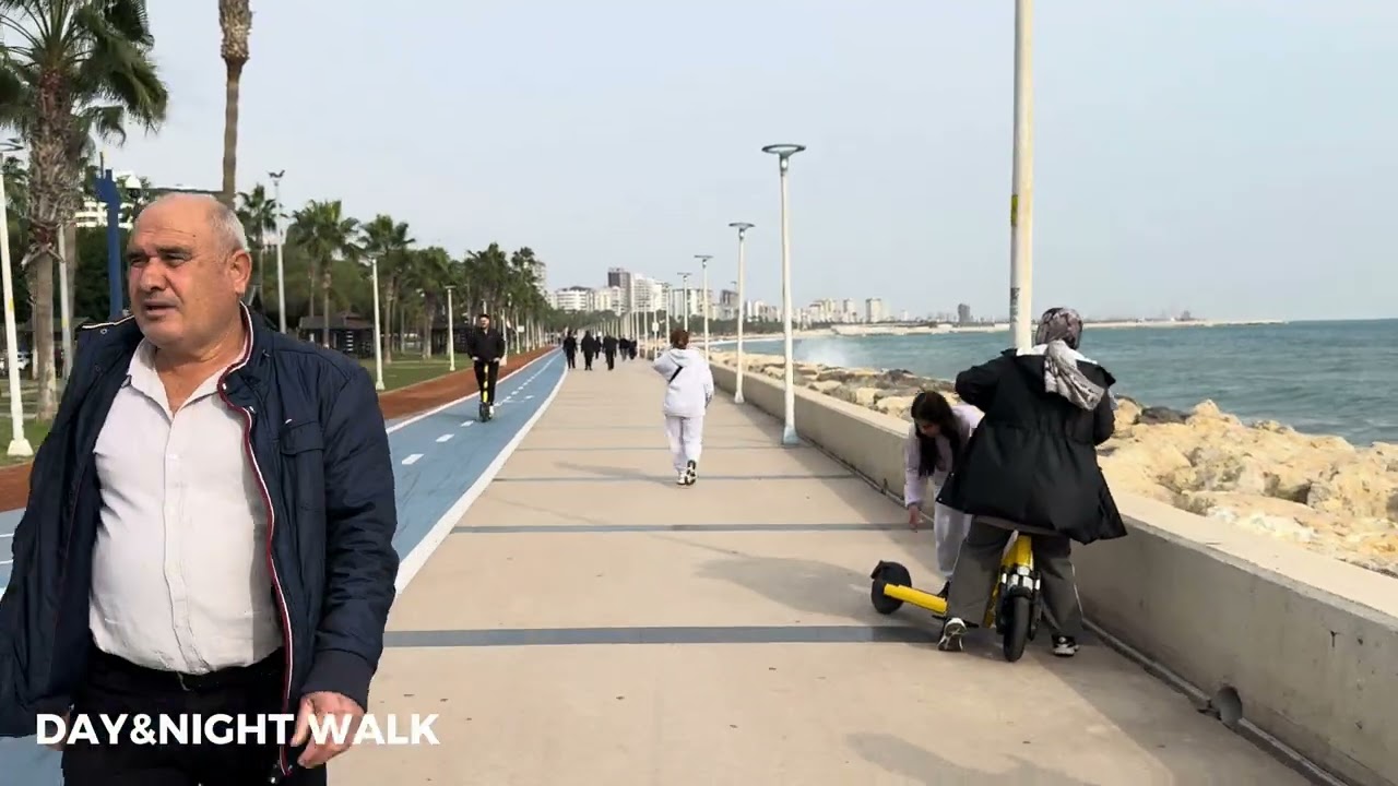 Mersin Day Walk 4K – Sahil Şeridi, Palmiyeler & Deniz Manzarası | Coastal Walking Tour