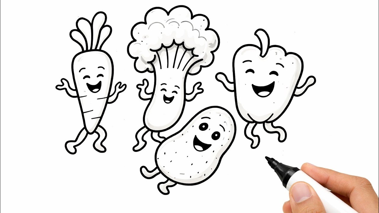 Cute Vegetable Colouring | Relaxing Colouring Art🥦🥕🥔