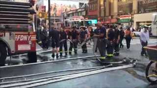 FDNY RESPONDING & OPERATING AT QUICK SMALL ALL HANDS LAUNDRY CHUTE FIRE ON 8TH AVE. IN MIDTOWN, NYC.