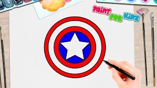 avengers captain america easy drawing shield paint