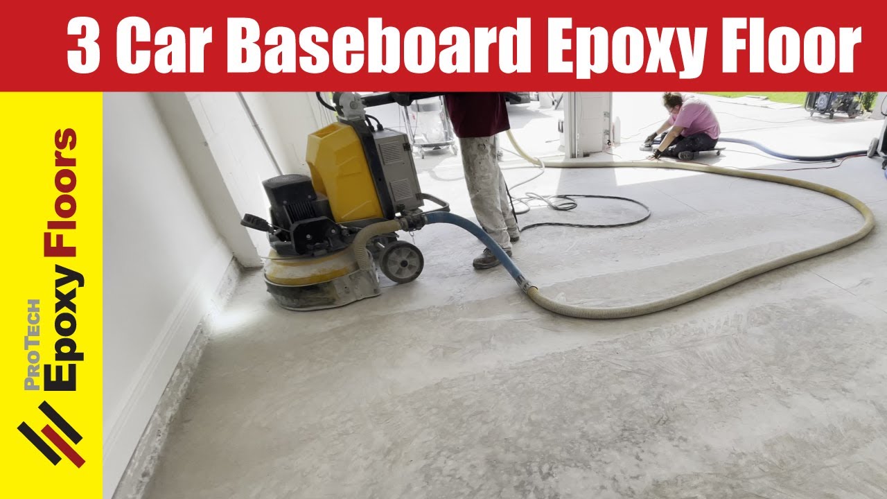 3 Car Garage Epoxy Floor with Baseboard Finish - YouTube