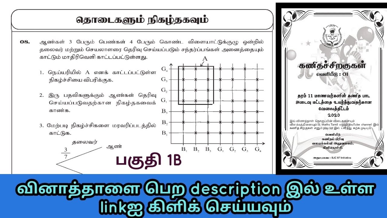 தொடை நிகழ்தகவு/பகுதி1B வினாக்கள் Q8 - Q11 /சார், சாரா நிகழ்ச்சி/ நெய்யரி,மரவரிப்படம்/கணித சிறகுகள்