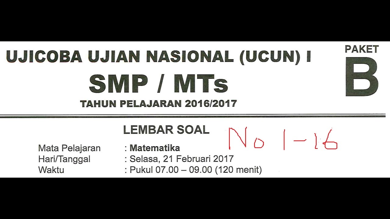 Pembahasan Ucun 1 Dki Jakarta Paket B 2017 Matematika