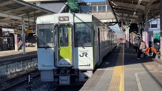 JR東日本キハ110系系列キハ112形ｸﾝ204号車＋キハ111形ｸﾝ204号車が倉賀野駅3番線を普通高麗川行きとして発車する動画（2023.12.10）