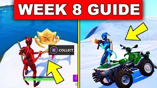 Fortnite WEEK 8 CHALLENGES GUIDE! – Search between a Mysterious Hatch, Deal damage riding a vehicle