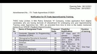 THDC India Limited Recruitment | 47 ITI Apprentice post | #govtjob #10thpassjob #itijobs #job