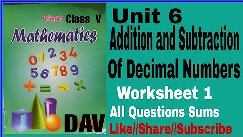DAV Class 5 Maths Unit 6 Worksheet 1 All Questions Sums.