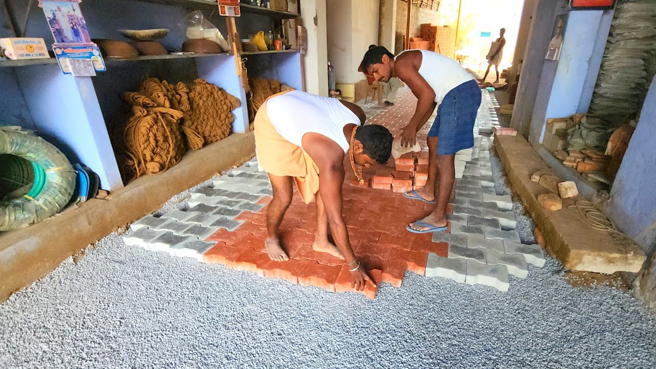 WOW Impressively Beautiful Design!-Installing I design Paver block on Parking Flooring