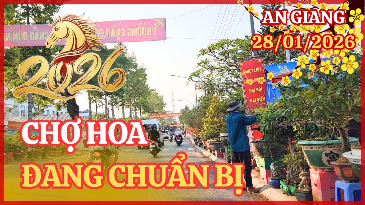 Dạo Phố Châu Đốc | Không Khí CHỢ HOA XUÂN Đã Xuất Hiện Ở Công Viên 30/4 🌸 | (28/01/2026)