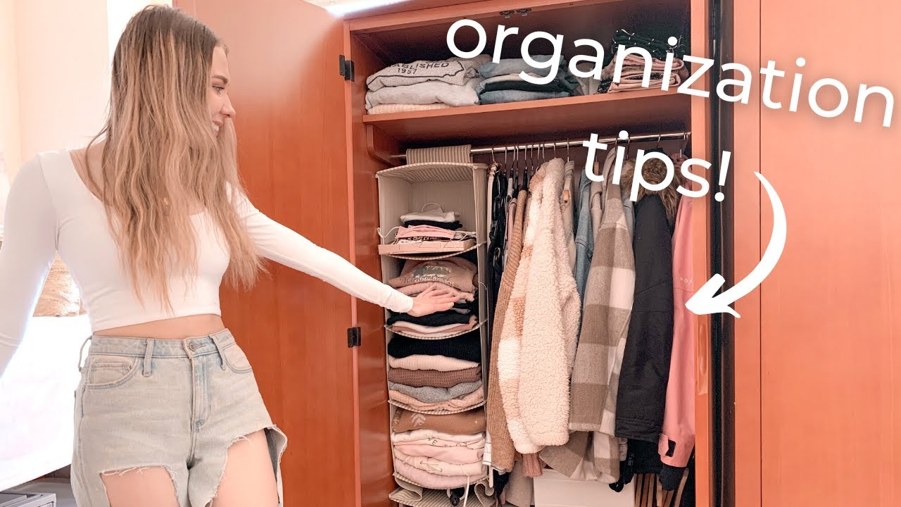 ORGANIZE YOUR DORM CLOSET Small Closet Tips YouTube