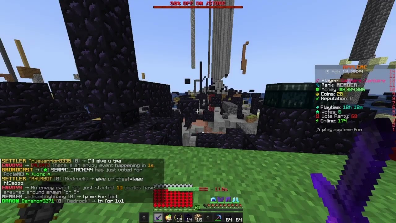 Destroying some players in applemc Orange realm
