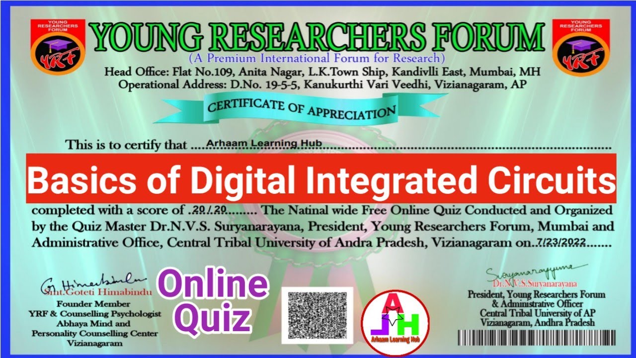 Basics of Digital Integrated Circuits Quiz Online Quiz Certificate