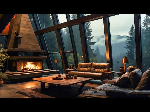 Serenity in Nature - Tranquil Jazz Instrumental for Rainy Days | Cozy Forest Living Room Ambiance 🌧️