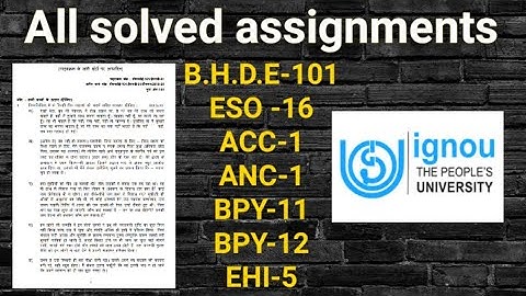 Ignou solved assignments