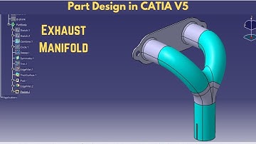 exhaust manifold design in CATIA V5 | Part design & Wireframe Surface Design | CAD359