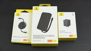 Baseus Let's C Chargers (Magnetic 30W Power Bank, 100W Retractable USB C Cable, 30W GaN5S Charger)