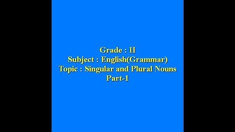 Grade 2 English Grammar, Singular and Plural Nouns Part 1