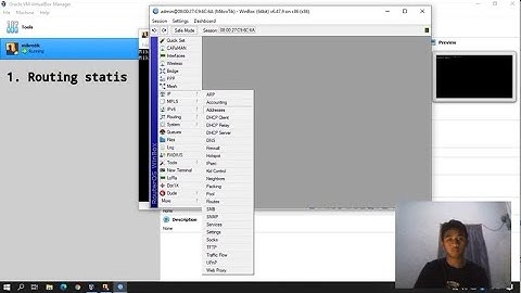 Cara routing statis dan dinamis di Mikrotik virtual dan menggunakan software Winbox...