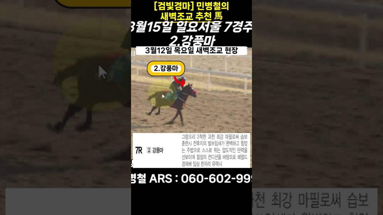 #3월15일 일요일!민병철의 새벽조교 우수馬!