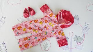 картинка: Как сшить слитник комбинезон с капюшоном для куклы Беби Бон. Doll clothes