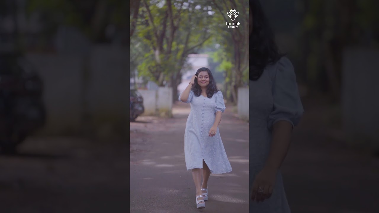 Aline frock with front button and balloon puff sleeve@tanoakcouture_designerbotique 