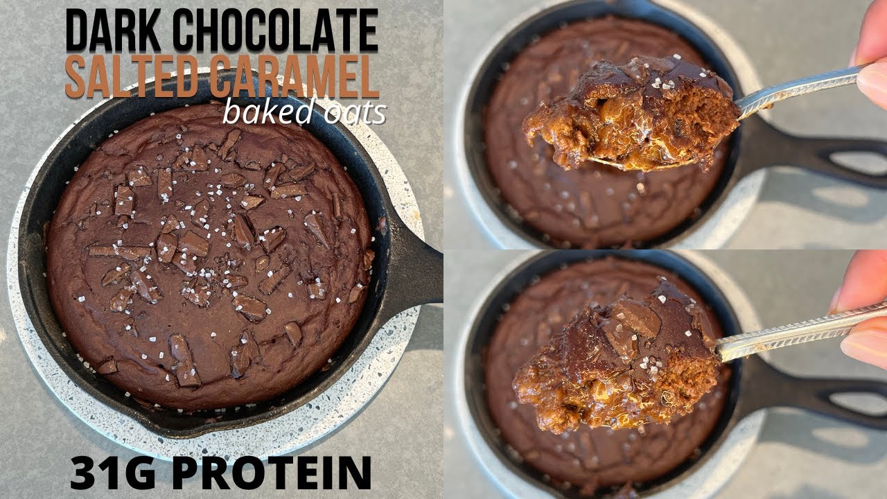 Dark Chocolate Salted Caramel Baked Oats High Protein, Low Calorie