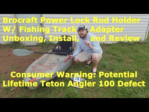 Brocraft Powerlock Rod Holder with Fishing Kayak Track Adapter - Unboxing,  Install, and Review 